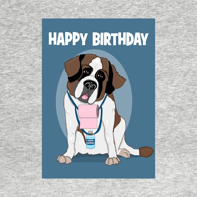 St Bernard dog brings sanitiser and toilet roll for birthday by Happyoninside